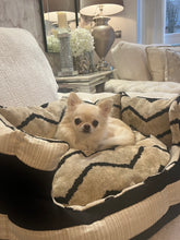 Load image into Gallery viewer, Cream And Black Striped Zig Zag Dog Bed