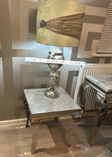 Load image into Gallery viewer, Louis Grey Ceramic &amp; Stainless Steel Lamp / Side Table 50cm x 50cm