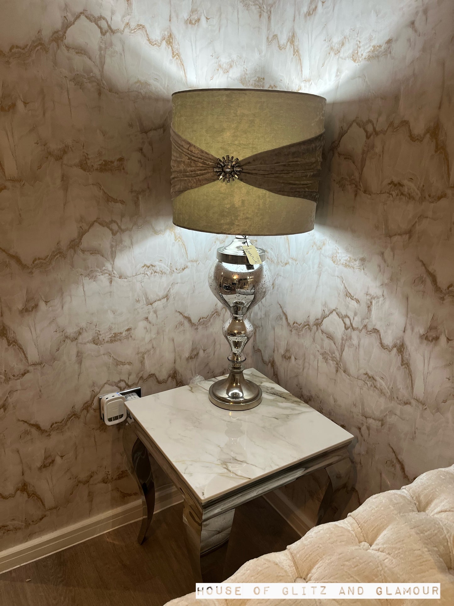Louis Kasi Gold Ceramic & Stainless Steel Lamp / Side Table 50cm x 50cm