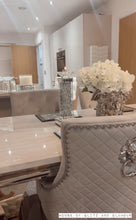 Load image into Gallery viewer, 1.5m Louis Cream Marble &amp; Chrome / Stainless Steel Dining Table