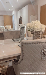 1.5m Louis Cream Marble & Chrome / Stainless Steel Dining Table