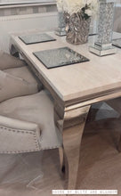Load image into Gallery viewer, 1.5m Louis Cream Dining Table + 4 Light Grey Chelsea Tufted Lion Knocker Back Chairs