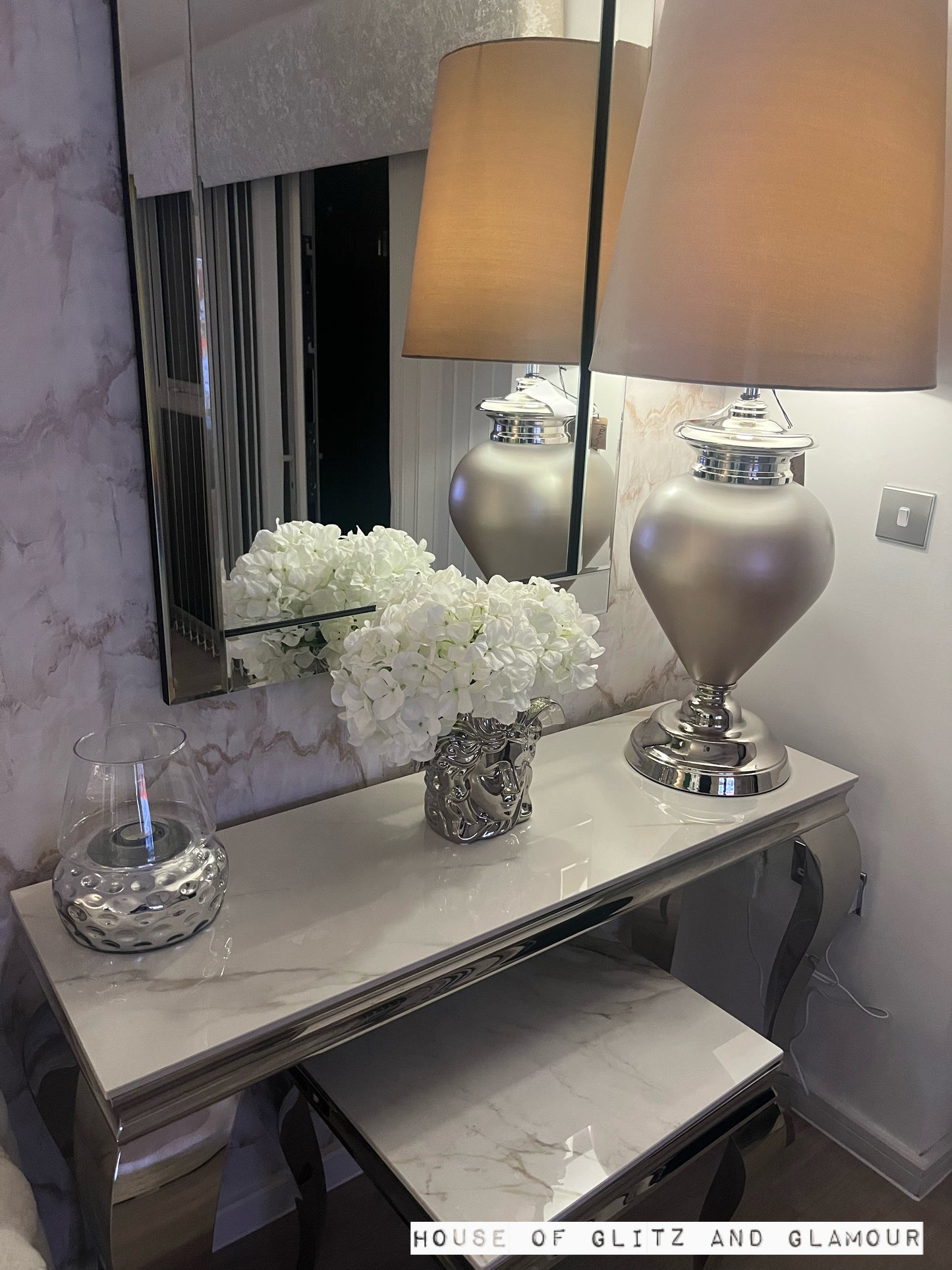 Louis Kasi Gold Ceramic & Stainless Steel Lamp / Side Table 50cm x 50cm
