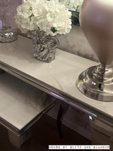 Load image into Gallery viewer, Louis Kasi Gold Ceramic &amp; Chrome Console Table 120cm x 40cm x 75cm
