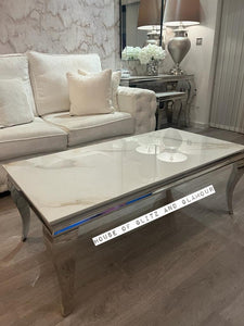 Display Item -  Louis Kasi Gold Ceramic & Chrome Coffee Table 120cm x 60cm x 42cm
