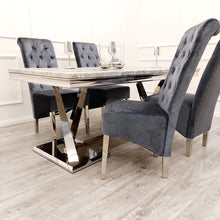Load image into Gallery viewer, Lou Lou High Back Silver Shimmer Velvet Lion Knocker Back Dining Chair