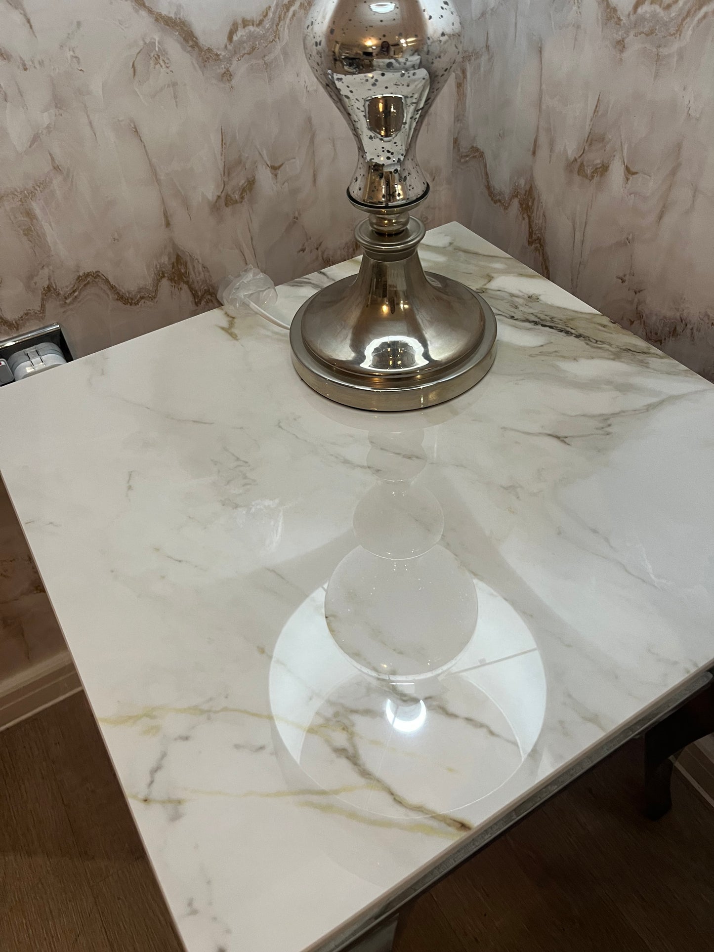 Louis Kasi Gold Ceramic & Stainless Steel Lamp / Side Table 50cm x 50cm