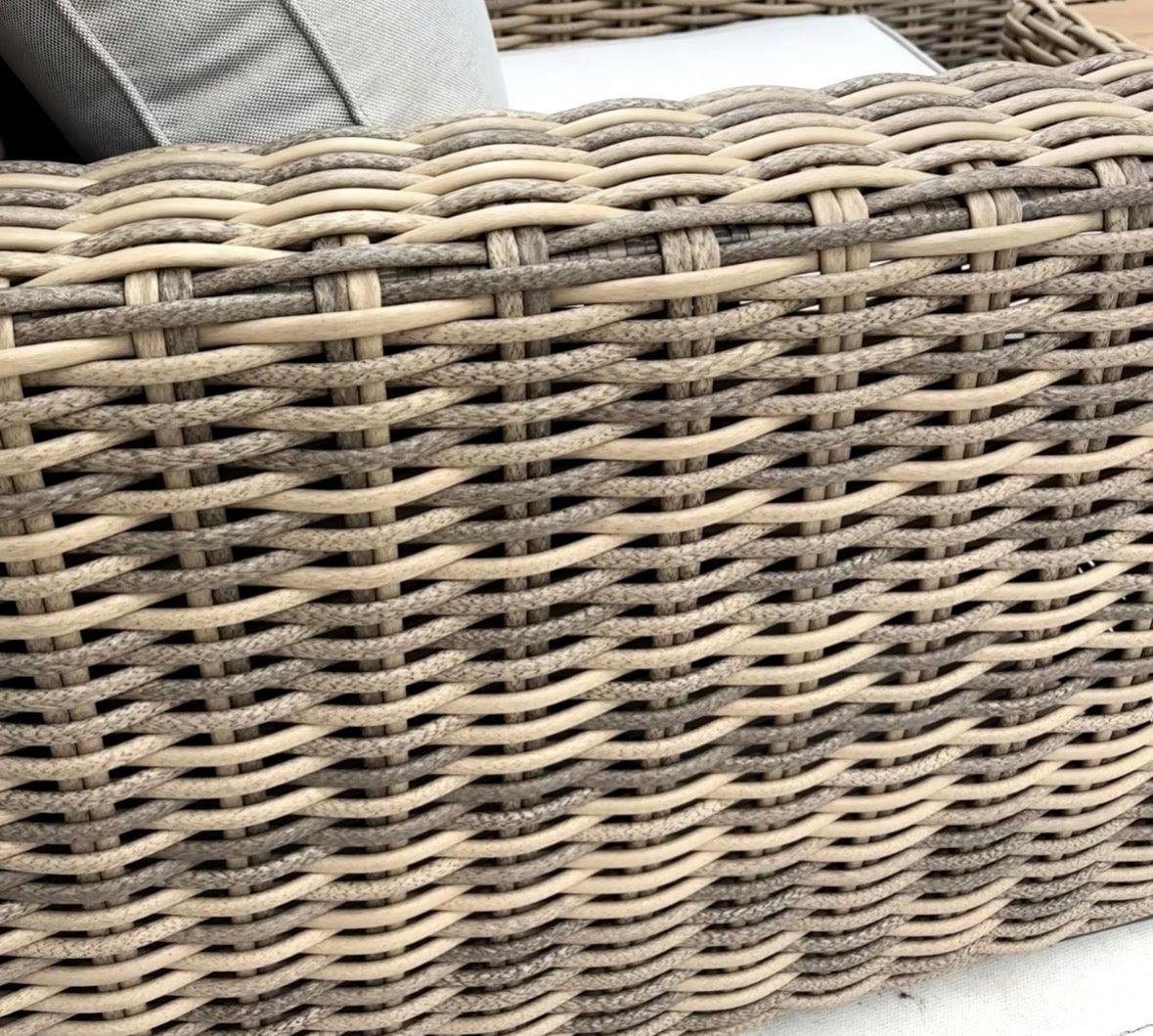 Portofino Grande Luxury Modular Corner Dining Set - Natural Weave & Cream Cushions