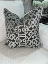 Load image into Gallery viewer, Silver &amp; Charcoal Chain Cushion