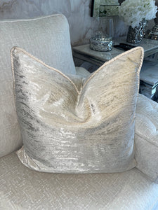 Cream Velvet & Champagne  Patterned Cushion