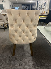 Load image into Gallery viewer, Bentley Cream Velvet Studded Back Gold Leg Dining Chair