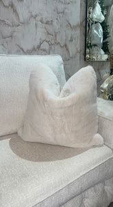 Luxury Cream Fur & Satin Cushion