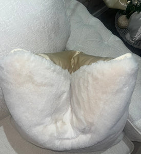 Luxury Cream Fur & Satin Cushion
