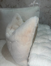 Load image into Gallery viewer, Luxury Cream Fur &amp; Satin Cushion
