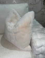 Load image into Gallery viewer, Luxury Cream Fur &amp; Satin Cushion