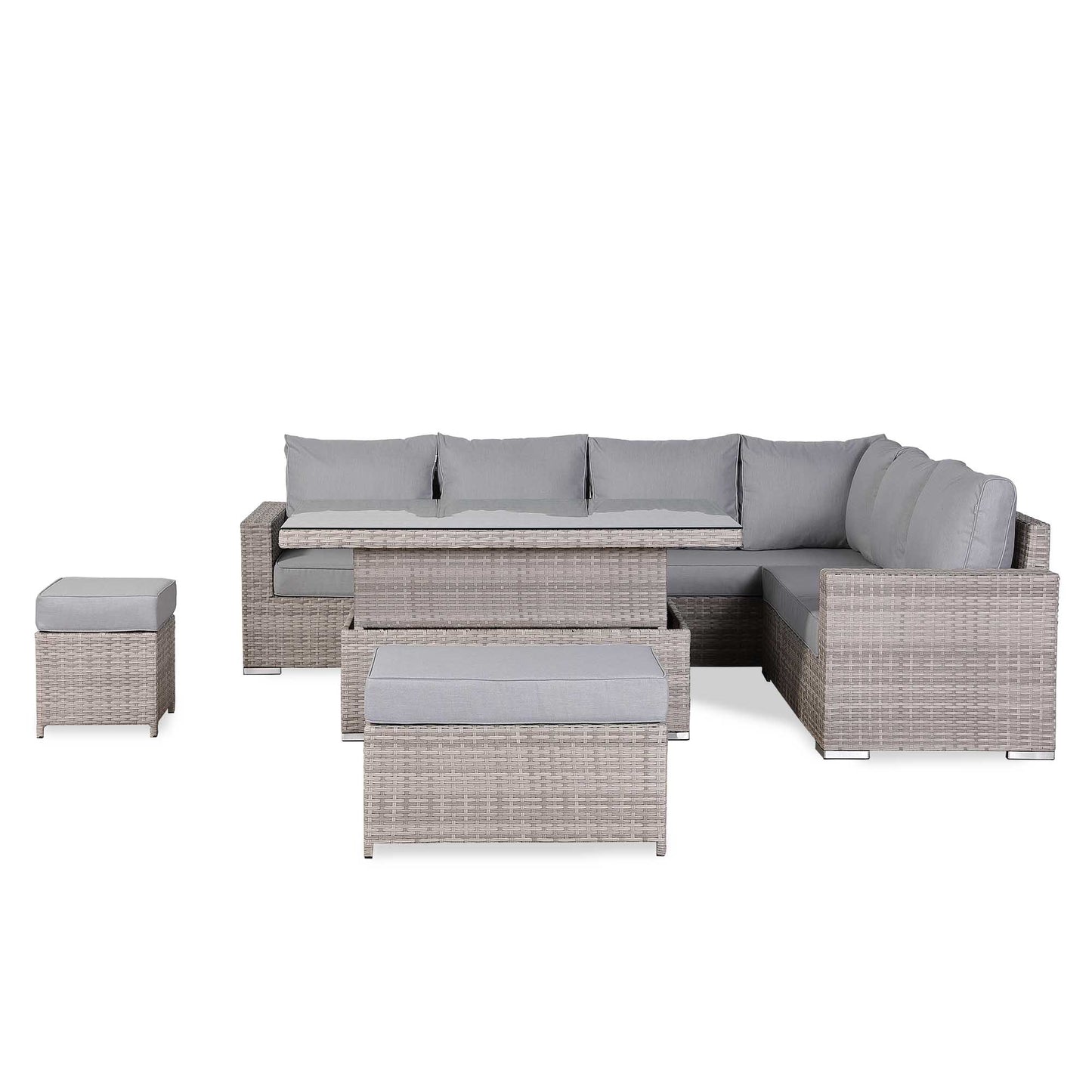 St Tropez High Back Right Hand Rattan Corner Sofa Set with Choice of Tables | April Pre-Order