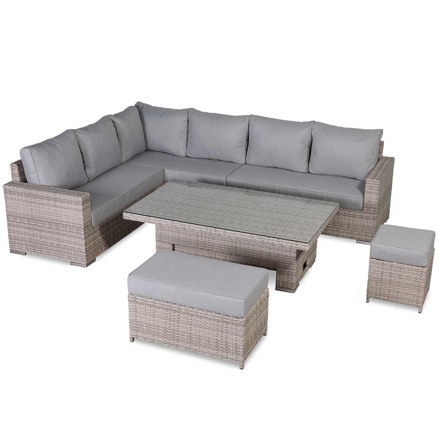 St Tropez High Back Left Hand Rattan Corner Sofa Set with Choice of Tables | April Pre-Order