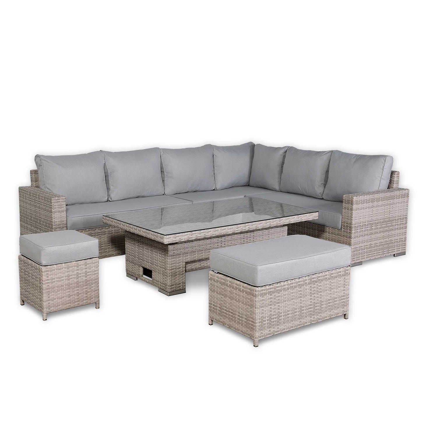 St Tropez High Back Right Hand Rattan Corner Sofa Set with Choice of Tables | April Pre-Order