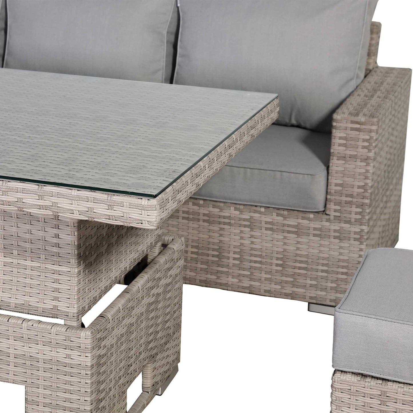 St Tropez High Back Right Hand Rattan Corner Sofa Set with Choice of Tables | April Pre-Order