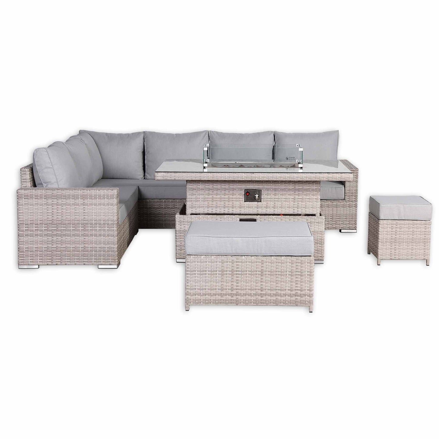 St Tropez High Back Left Hand Rattan Corner Sofa Set with Choice of Tables | April Pre-Order