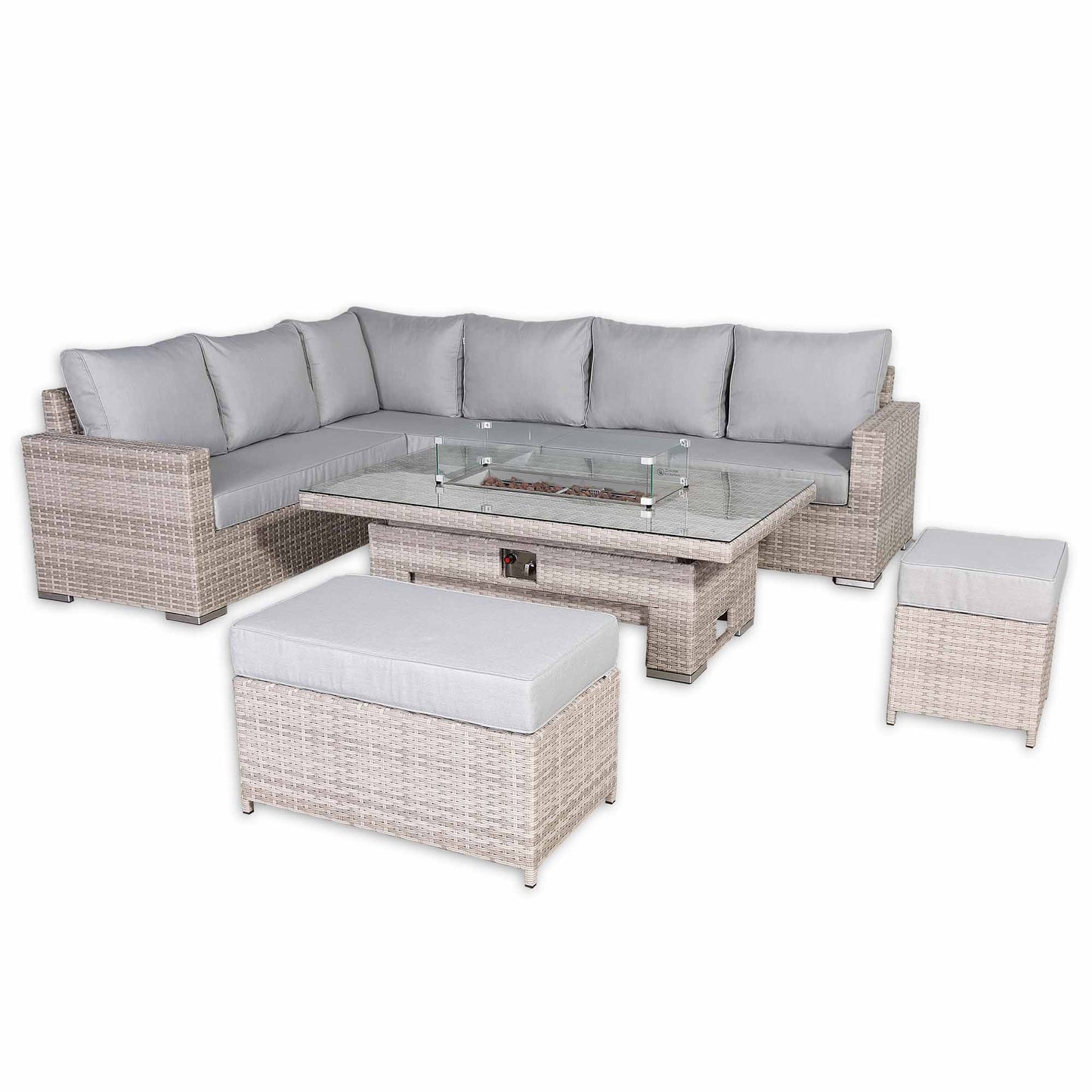 St Tropez High Back Left Hand Rattan Corner Sofa Set with Choice of Tables | April Pre-Order