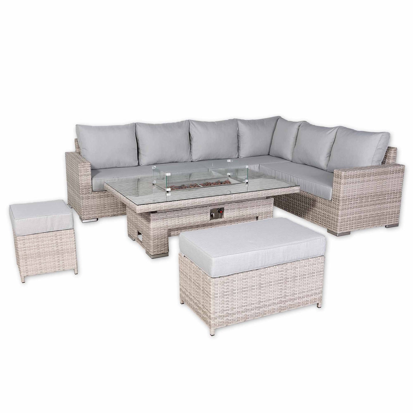 St Tropez High Back Right Hand Rattan Corner Sofa Set with Choice of Tables | April Pre-Order