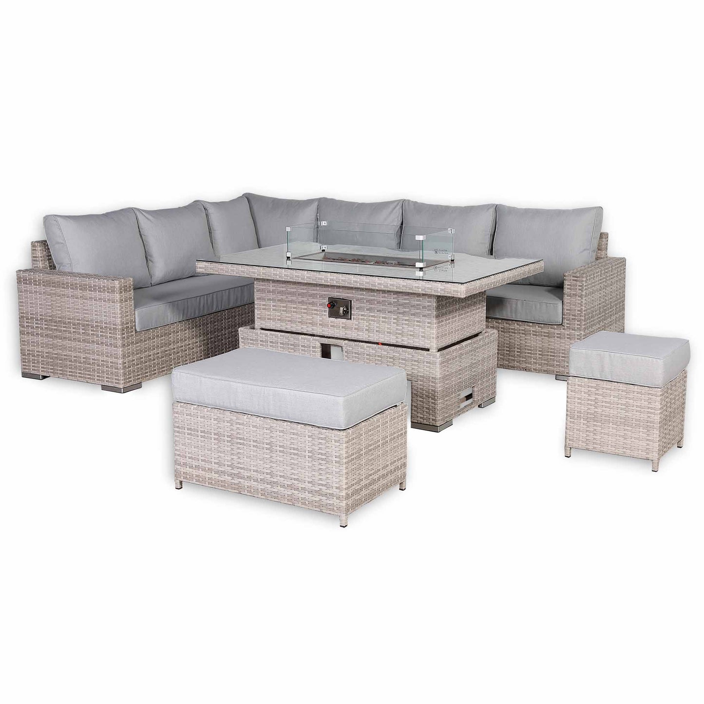St Tropez High Back Left Hand Rattan Corner Sofa Set with Choice of Tables | April Pre-Order