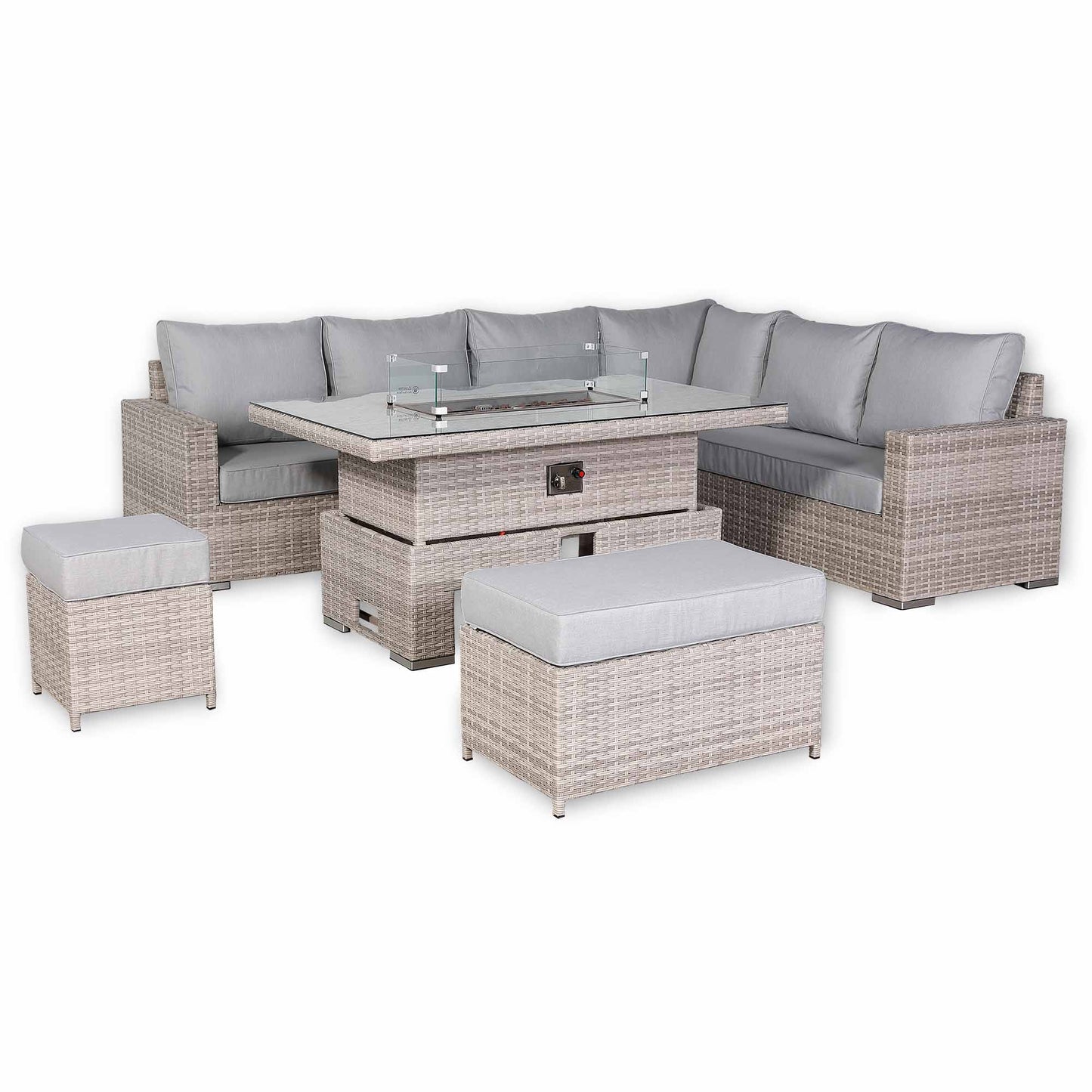 St Tropez High Back Right Hand Rattan Corner Sofa Set with Choice of Tables | April Pre-Order