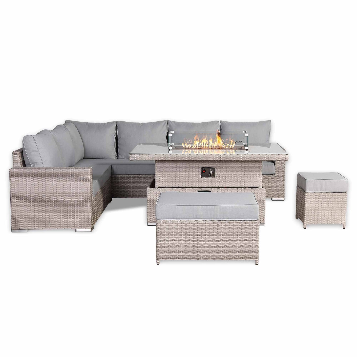 St Tropez High Back Left Hand Rattan Corner Sofa Set with Choice of Tables | April Pre-Order