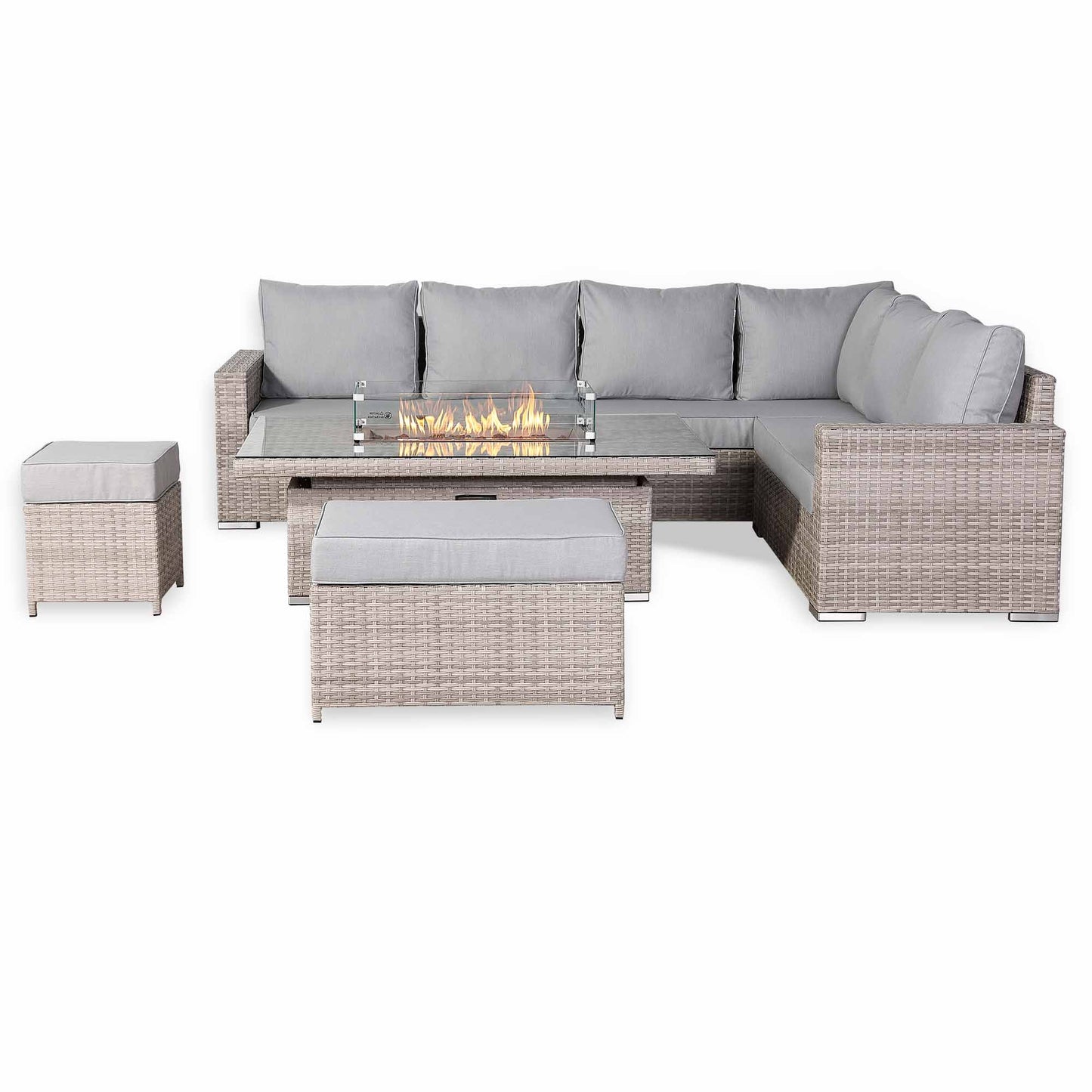 St Tropez High Back Right Hand Rattan Corner Sofa Set with Choice of Tables | April Pre-Order