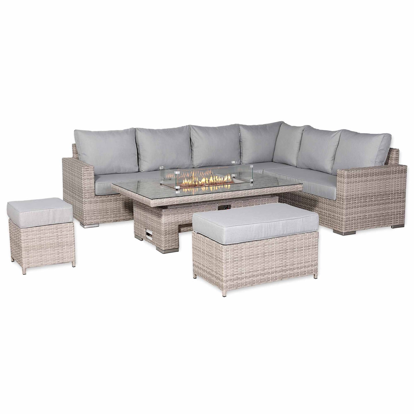 St Tropez High Back Right Hand Rattan Corner Sofa Set with Choice of Tables | April Pre-Order