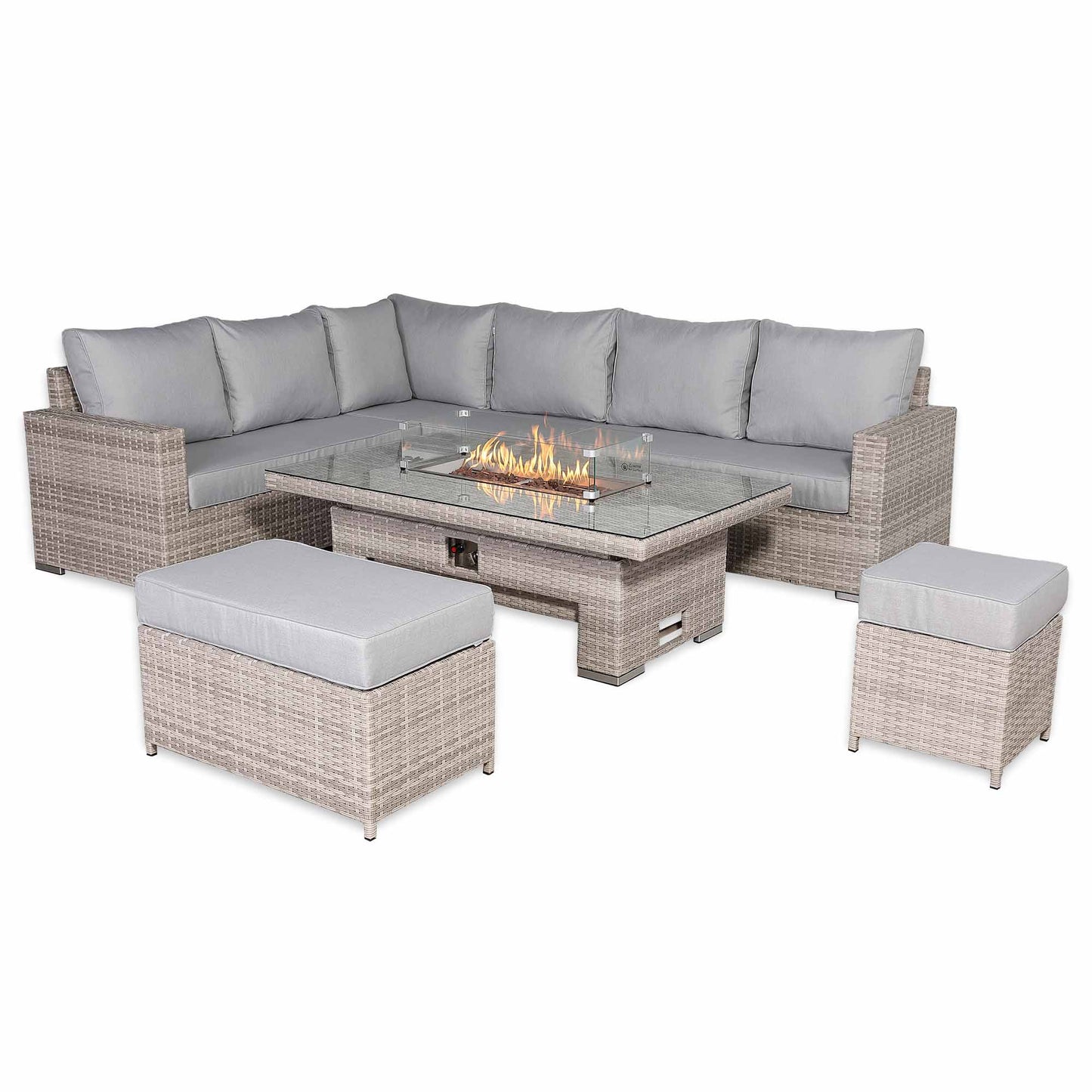 St Tropez High Back Left Hand Rattan Corner Sofa Set with Choice of Tables | April Pre-Order