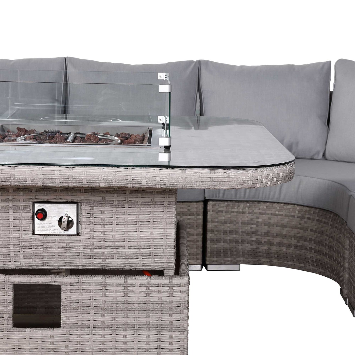 St Tropez Deluxe High Back Rattan Corner Sofa Set with Choice of Tables - April Pre Order