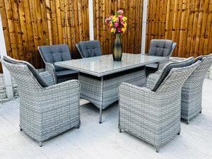 Palermo Rattan Garden 160cm Table with 6 Chairs