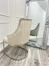 Load image into Gallery viewer, Chelmsford Cream Velvet Dining Chair With Silver Chrome Base