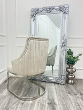Load image into Gallery viewer, Chelmsford Cream Velvet Dining Chair With Silver Chrome Base