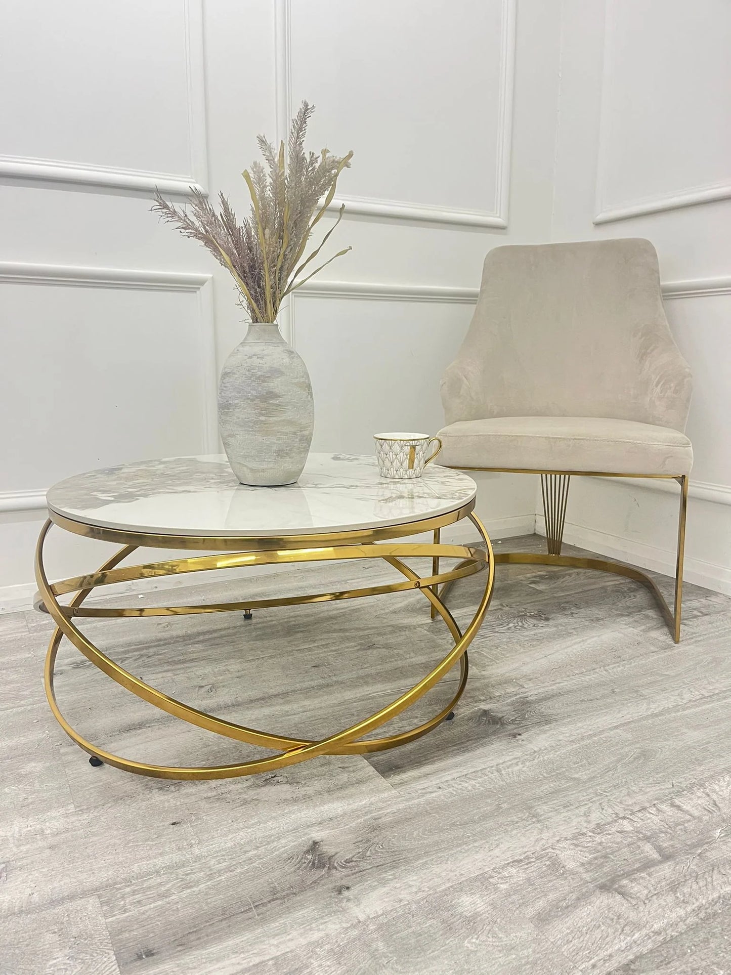 Chelmsford Cream Velvet Dining Chair With Gold Metal Base