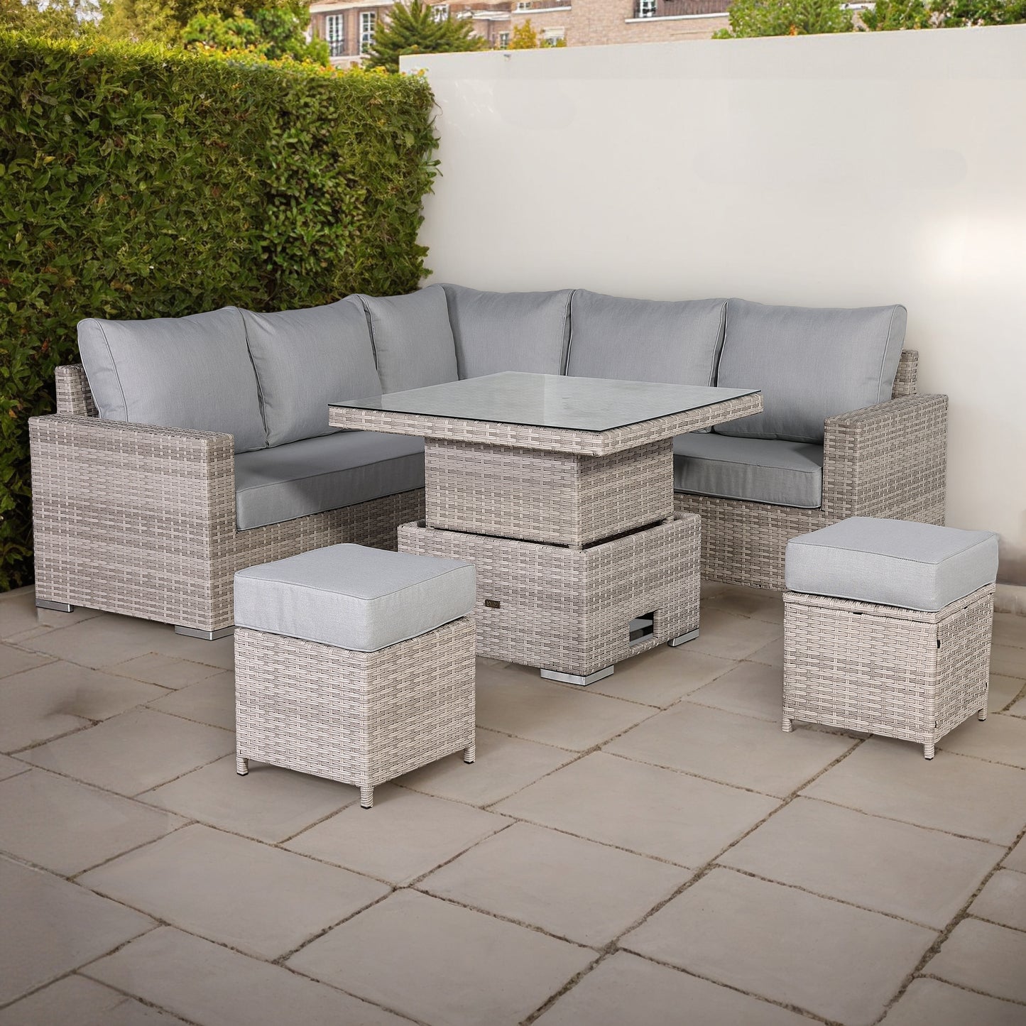 Malibu Range High Back Rattan Corner Sofa Set - Choice of Tables - April Pre Order