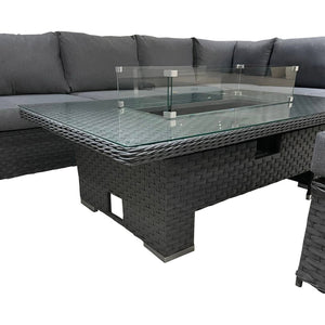 JAMAICA CORNER RISING DINING SET WITH FIRE PIT