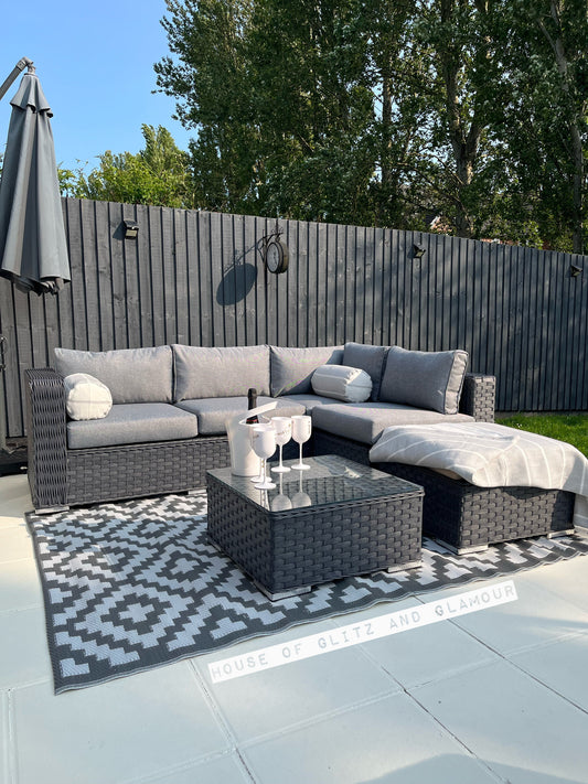 DISPLAY ITEM - SAINT LUCIA CORNER SOFA SET (GREY)