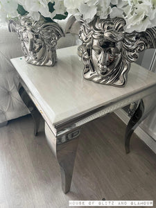 Louis Cream Marble & Stainless Steel Lamp / Side Table