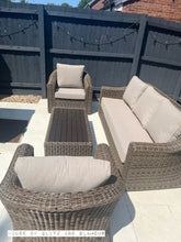 Load image into Gallery viewer, Soho 3 Seater Sofa with 2 Armchairs and Coffee Table in Brown Rattan