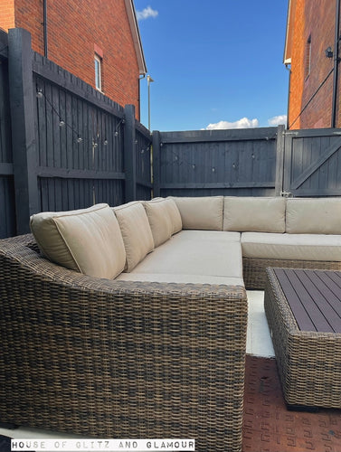 Display Item - Notting Hill  Extra Large Modular Corner Sofa with Coffee Table in Brown Rattan