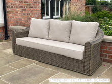 Load image into Gallery viewer, Soho 3 Seater Sofa with 2 Armchairs and Coffee Table in Brown Rattan