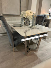 Load image into Gallery viewer, Luca 1.6 Chrome Dining Table with Ice White Sintered Stone Top