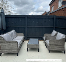 Load image into Gallery viewer, Camden Display Set 3 Seater Sofa with 2 Armchairs and Coffee Table in Grey Rattan