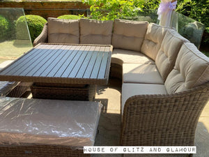 Brown rattan corner store dining set