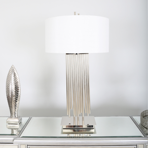 Vienna 77cm Nickle Table Lamp With White Silk Shade