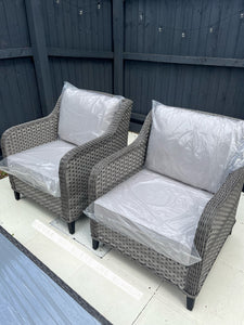 Camden Display Set 3 Seater Sofa with 2 Armchairs and Coffee Table in Grey Rattan