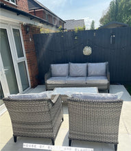 Load image into Gallery viewer, Camden 3 Seater Sofa with 2 Armchairs and Coffee Table in Grey Rattan